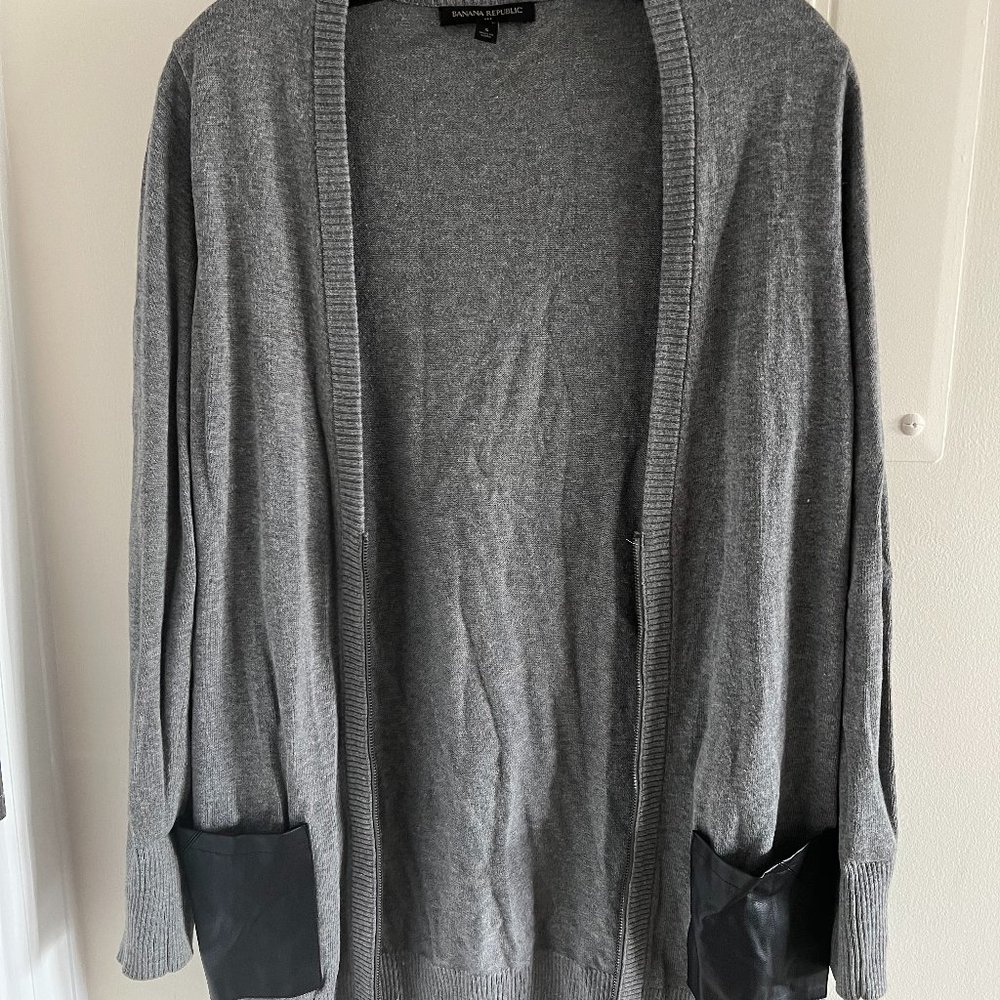 Banana Republic Cardigan with Faux Leather Pockets